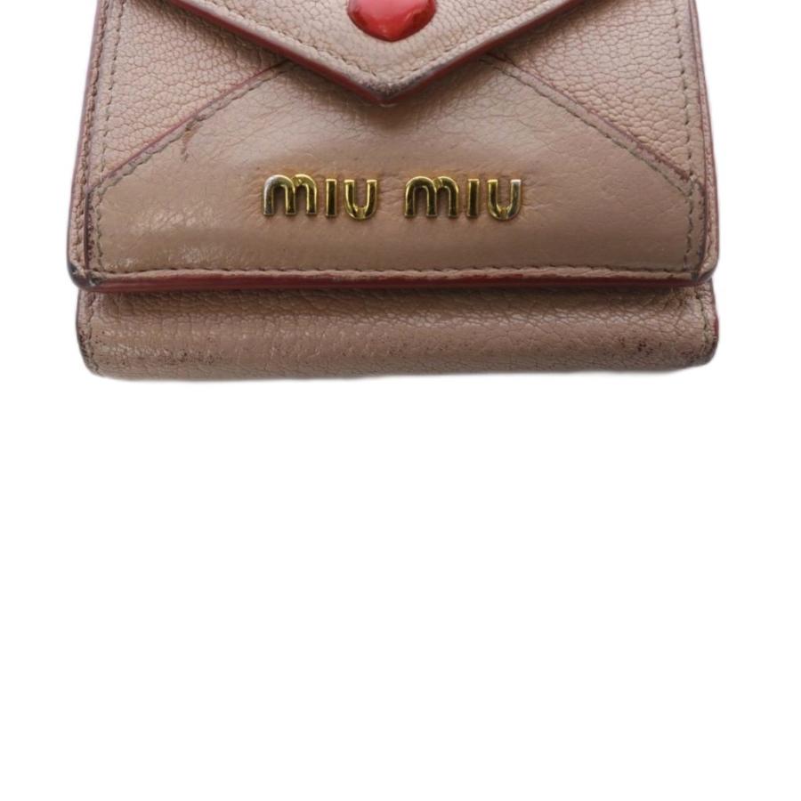 miu miu（ミュウミュウ） ハート ラブレター 三つ折り財布 ロゴ ピンク