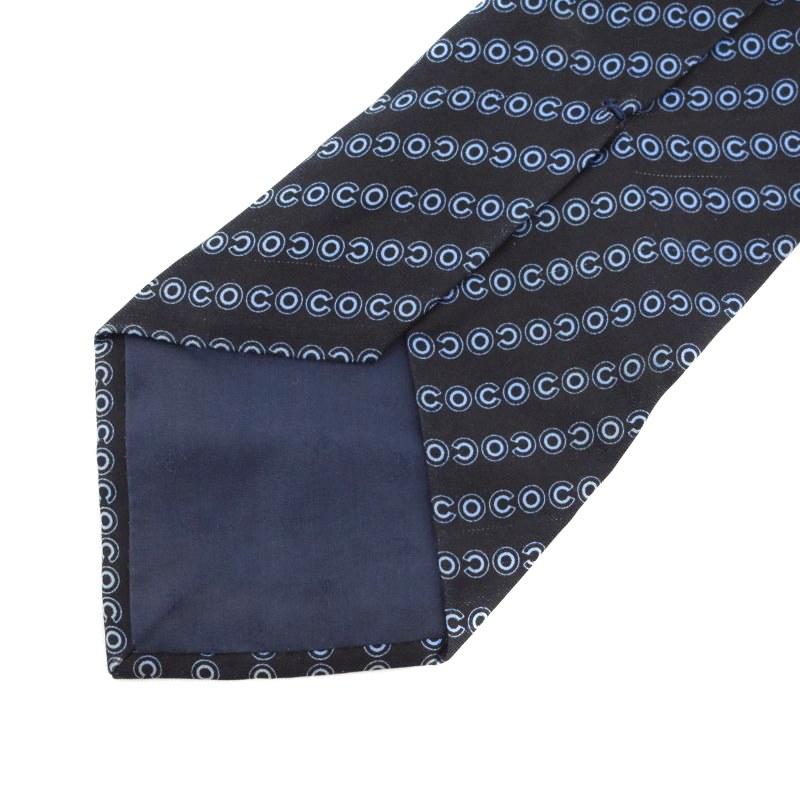 CHANEL（シャネル） ネクタイ シルク レギュラータイ 総柄 紺 ネイビー