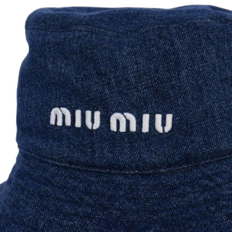 miu miu（ミュウミュウ） ロゴ刺繍 デニム バケットハット S