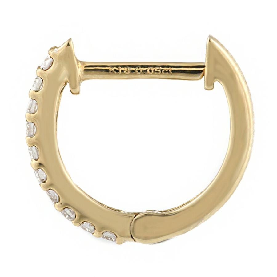 18金 メンズ ピアス K18 イエローゴールド ダイヤモンド 0.06 ct 中