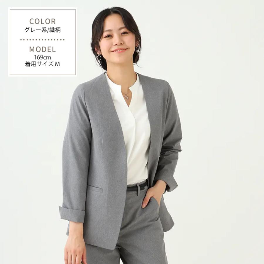 AOYAMA 【洋服の青山】ノーカラ―ジャケット レディース グレー 春夏