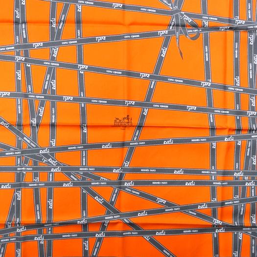 HERMES（エルメス） カレ90 スカーフ ボルデュックリボン オレンジ