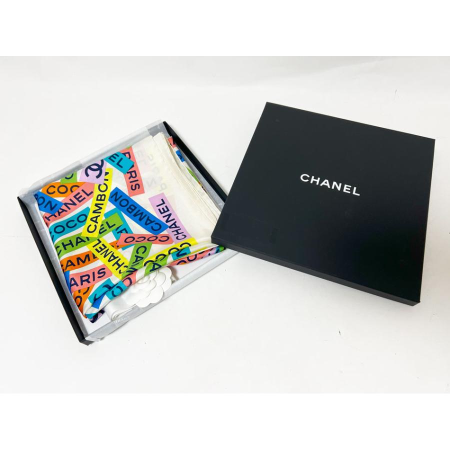CHANEL（シャネル） ショール スカーフ シルク 100% ホワイト マルチ