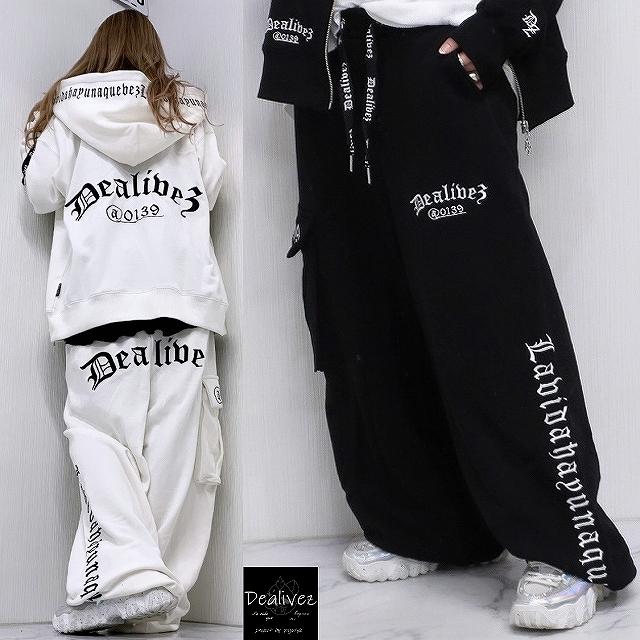 Dealivez Black Letter ALL刺繍 HIPロゴ 立体カーゴポケット付 Wide