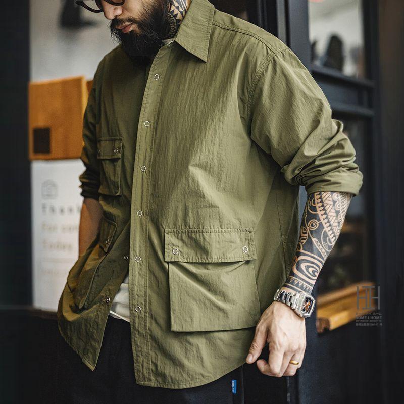 ホームアイホーム シャツ ワークシャツ 軽量 メンズ 長袖 ミリタリー