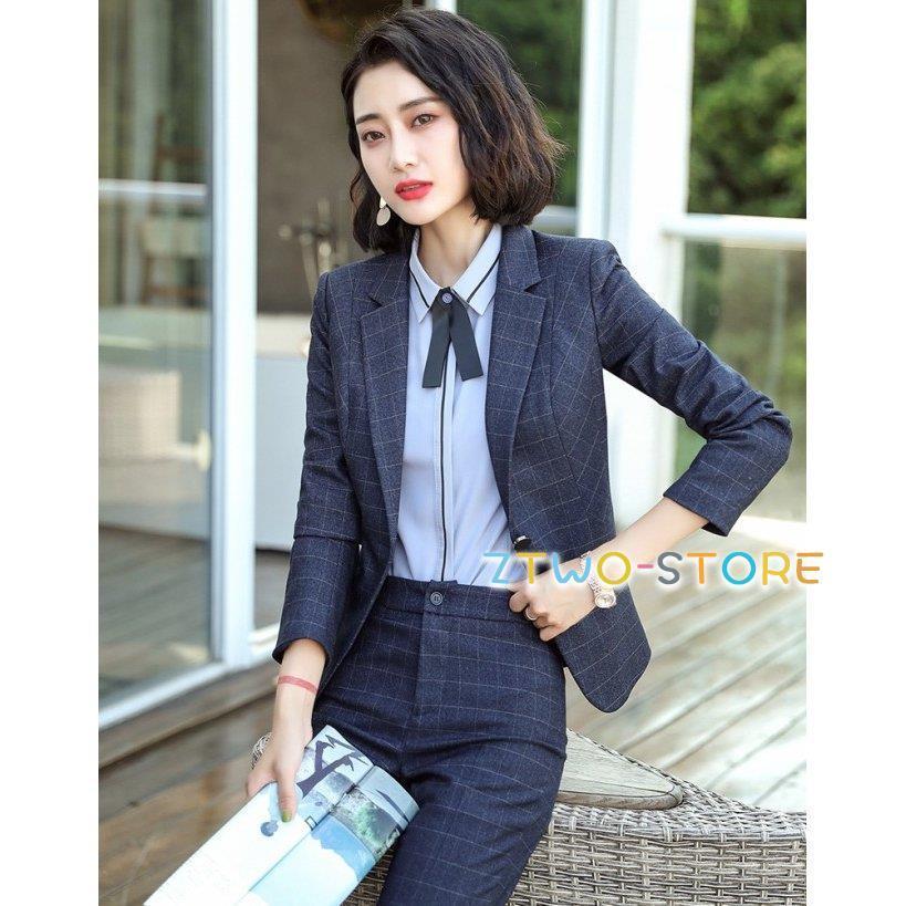 チェック パンツスーツ レディース セットアップ スーツ ジャケット