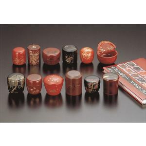 茶道具 なつめ お薄器 平棗 春秋棗 替蓋付 黒蓋梅紋青貝入＆赤蓋菊紋