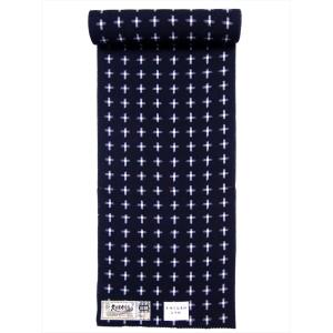 本場久留米絣 着物 着尺 反物 木綿 綿紬 手織り 藍染 濃藍地 ネイビー