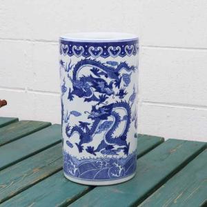 傘立て アンブレラスタンド 陶器製 透かし彫りアート ホワイト 白