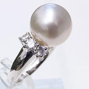 パール 指輪 真珠 リング 南洋白蝶真珠 ダイヤモンド pt900 プラチナ