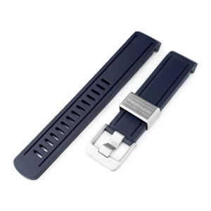 22mm Crafter Blue 時計ベルト NBRラバー ブラック IPゴールドバックル