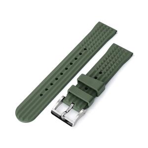 22mm MiLTAT 時計ベルト FKMラバー ブラック ワッフル ストレート