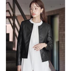 Tiaclasse ジャケット ノーカラージャケット 「本革」ノーカラーシープ