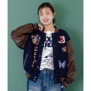 ScoLar（スカラー） 花ボタン中綿アウター （ネイビー） : ブランド