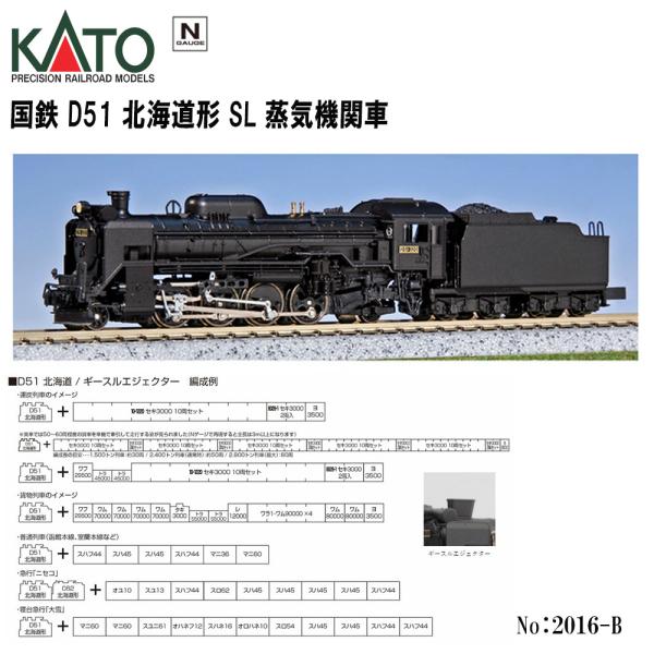 No:2016-B KATO 国鉄 蒸気機関車 D51 北海道形 鉄道模型 Nゲージ