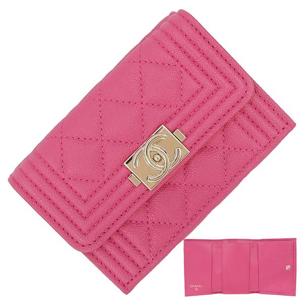 BOY CHANEL シャネル 財布 三つ折り ボーイシャネル CC キャビアスキン