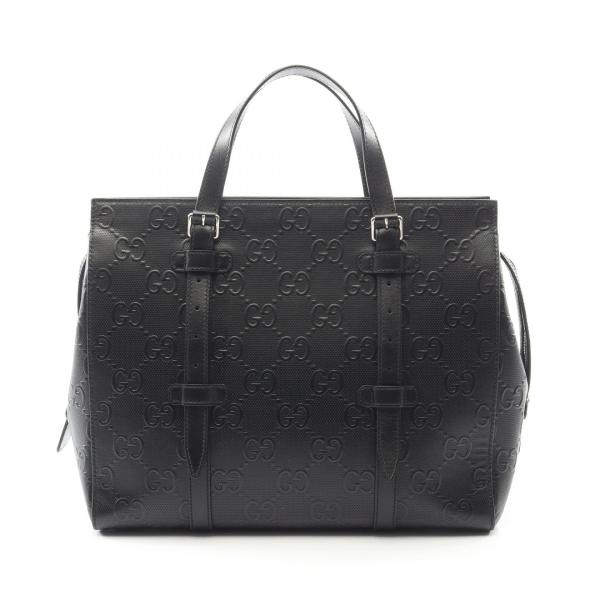 GUCCI（グッチ） GGエンボス ブランドオフ レザー トートバッグ レザー