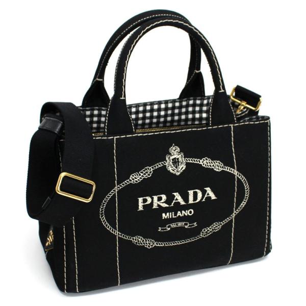 CANAPA プラダ PRADA ギンガムチェック2wayキャンバストートバッグ