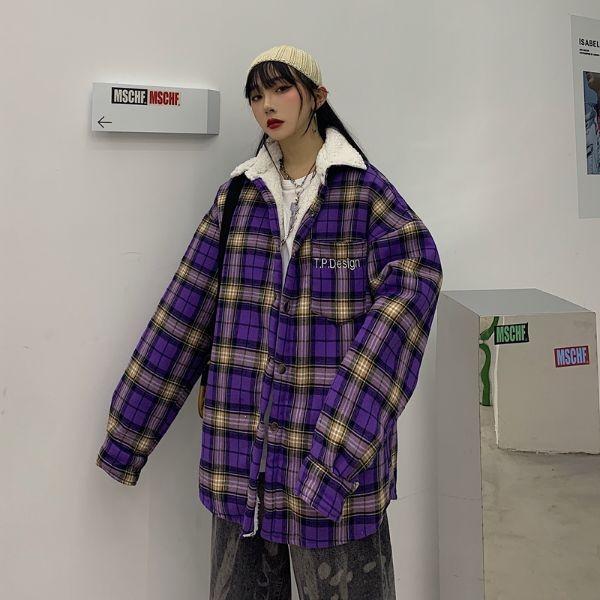 リバーシブル ジャケット ブルゾン コート チェック柄 ボア レディース