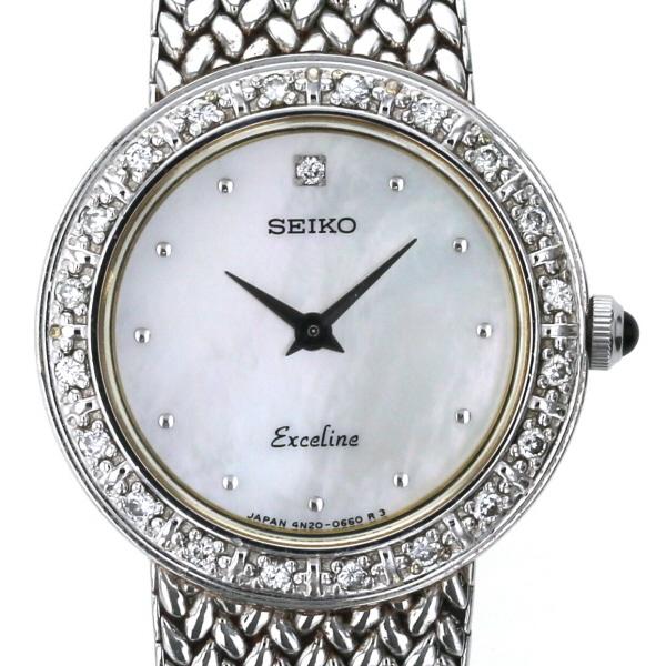 セイコー SEIKO エクセリーヌ ダイヤベゼル 4N20-0390 クオーツ