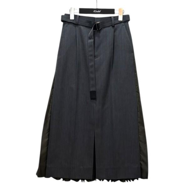 sacai（サカイ） sacai Stripe Doeskin Skirt 25-08120 グレーx