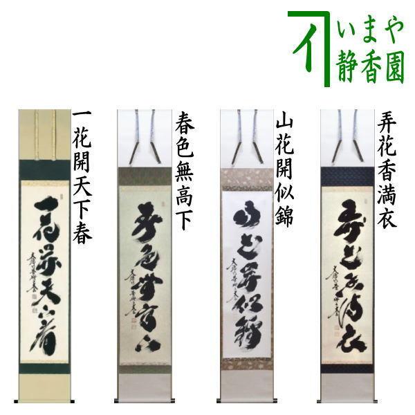 茶道具 掛軸 掛け軸 一行 一花開天下春又は春色無高下又は山花開似錦