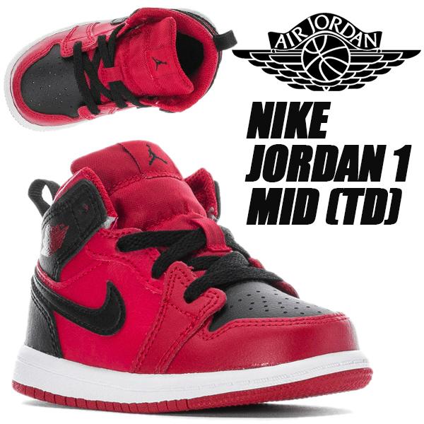 エア ジョーダン 1 NIKE JORDAN MID (TD) gym red/black-white 640735