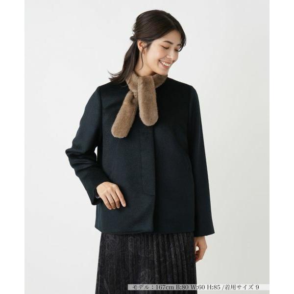 Leilian（レリアン） ストール付きアルパカ混ノーカラーコート