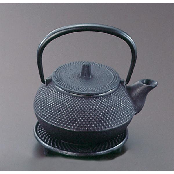 岩鋳（IWACHU） 南部鉄器 鉄瓶兼用 新急須 3型アラレ セット （釜敷付