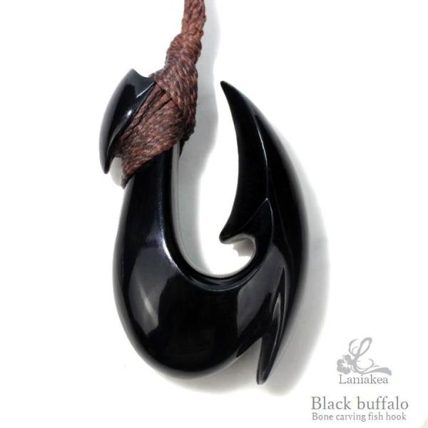 ハワイアンジュエリー ボーンカービング ブラック フィッシュフック