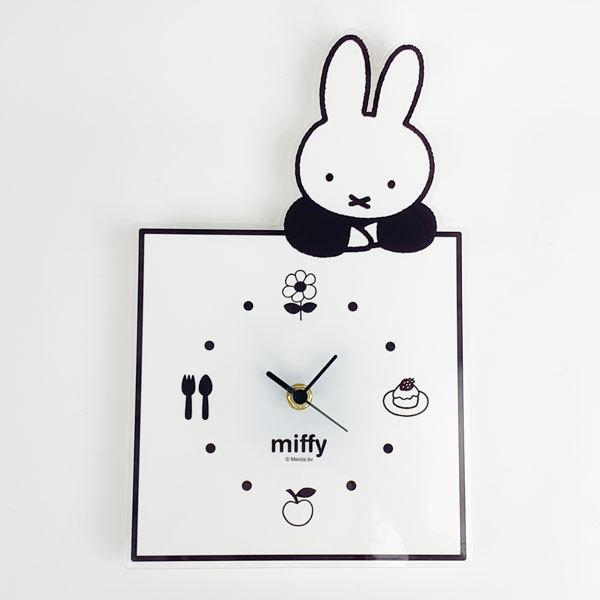 Miffy（ミッフィー） グッズ インテリアクロック のっかり BK モノクロ
