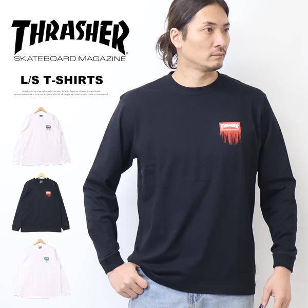 THRASHER（スラッシャー） ドリップロゴ 長袖Tシャツ 長T ロンT メンズ