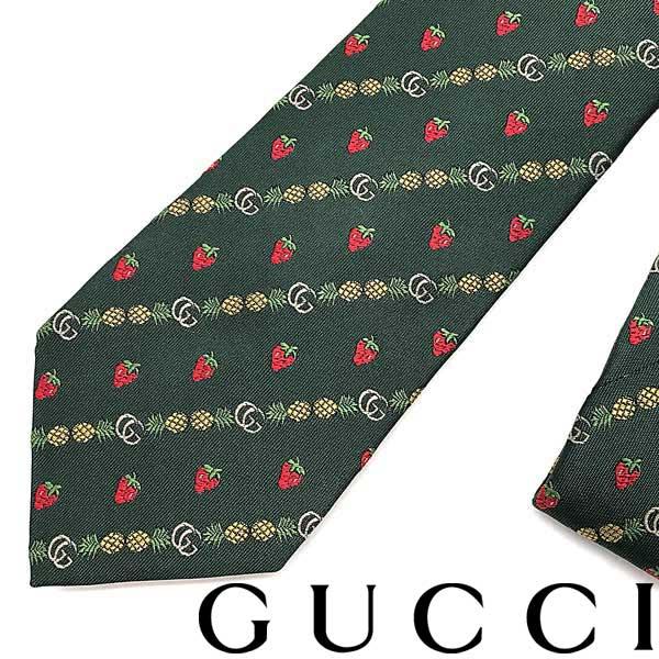 GUCCI（グッチ） ブランド ネクタイ シルク パイナップル×ストロベリー