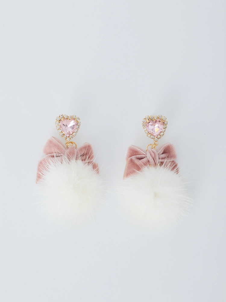 リボン×ファーポンポン ピアス - Ank Rouge(アンクルージュ)のピアス