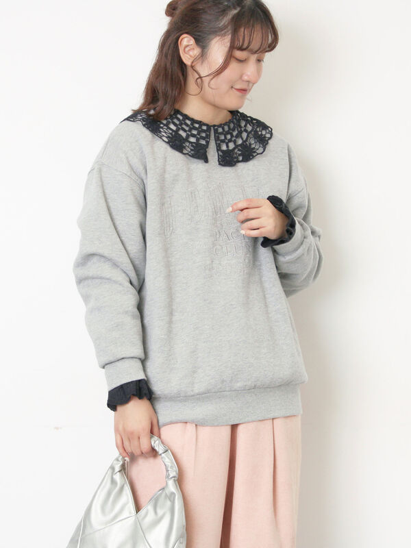 セール】 裏起毛ロゴ刺繍スウェット（グレー/ベージュ/サックスブルー