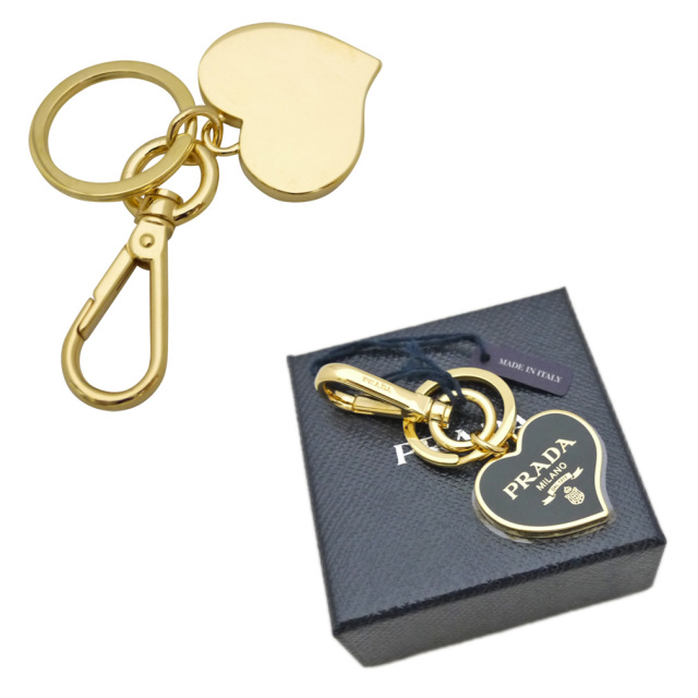 プラダ ハート キーホルダー 黒×ゴールド PRADA
