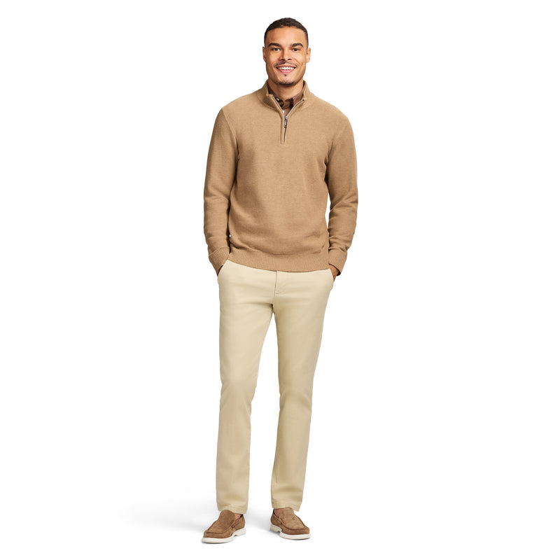 Honeycomb Quarter Zip Sweater - Camel Hthr – IZOD