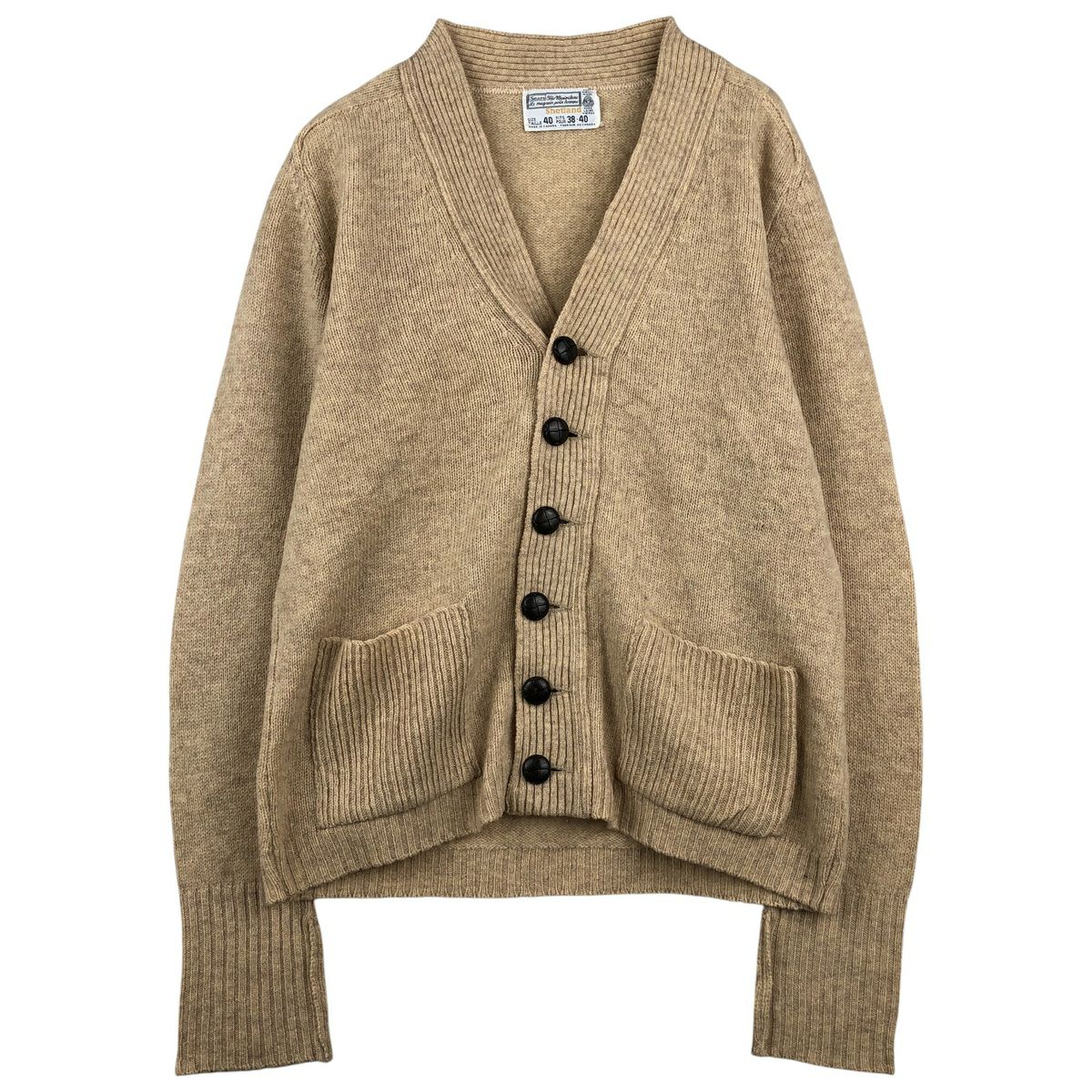 古着 60年代 シアーズ Sears アクリルニットカーディガン メンズM相当