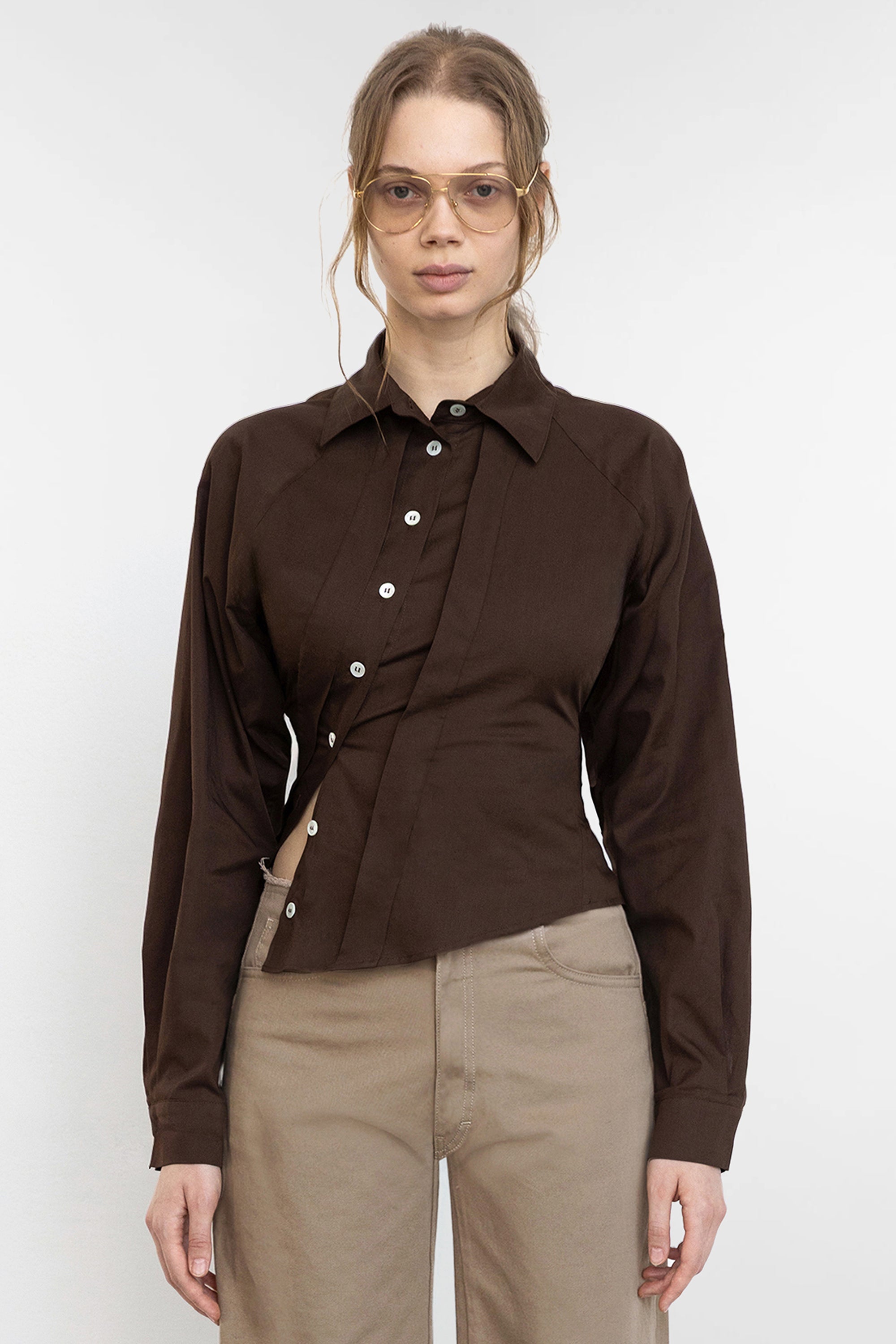 Asymmetric Shirt Brown – Jade Cropper