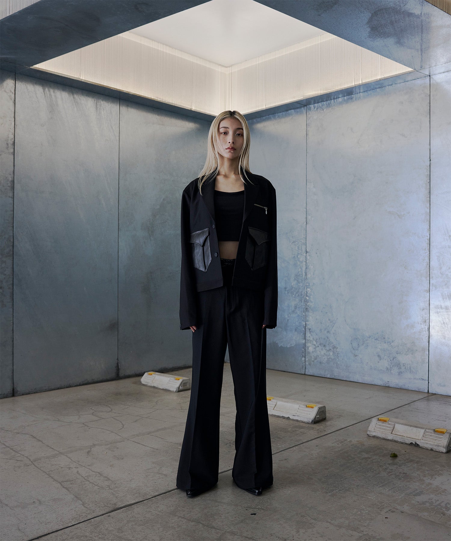 トップス Jent Louis Fringe Open-Collar Shirt ブラック jent louis