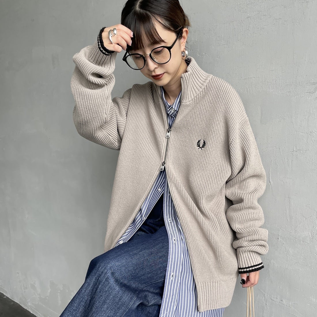 FRED PERRY [フレッドペリー] 別注 ドライバーズニット [FPM-25A-028JF