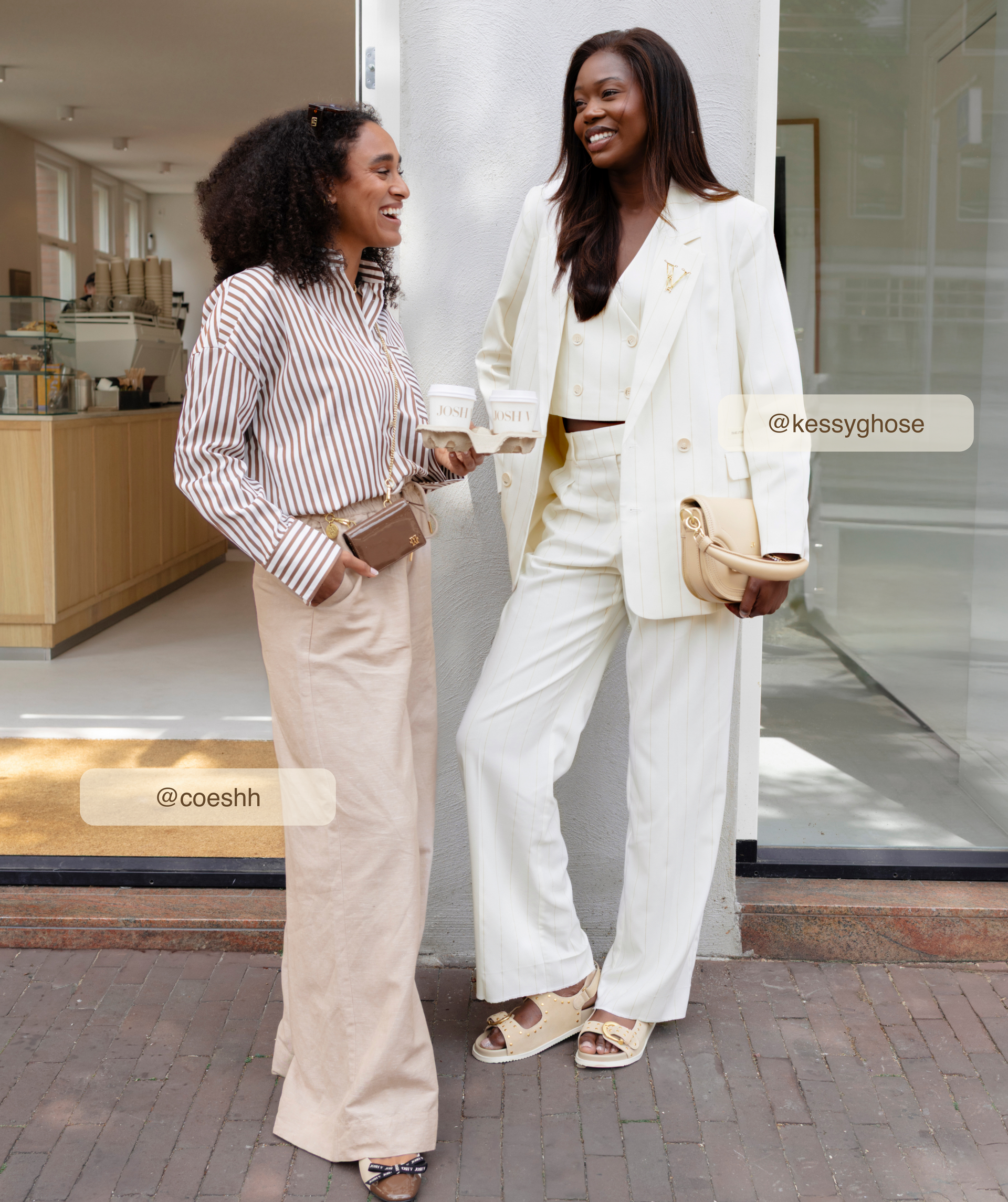 LEXX oversized striped blouse Chocolate Brown Light Ecru - JOSH V