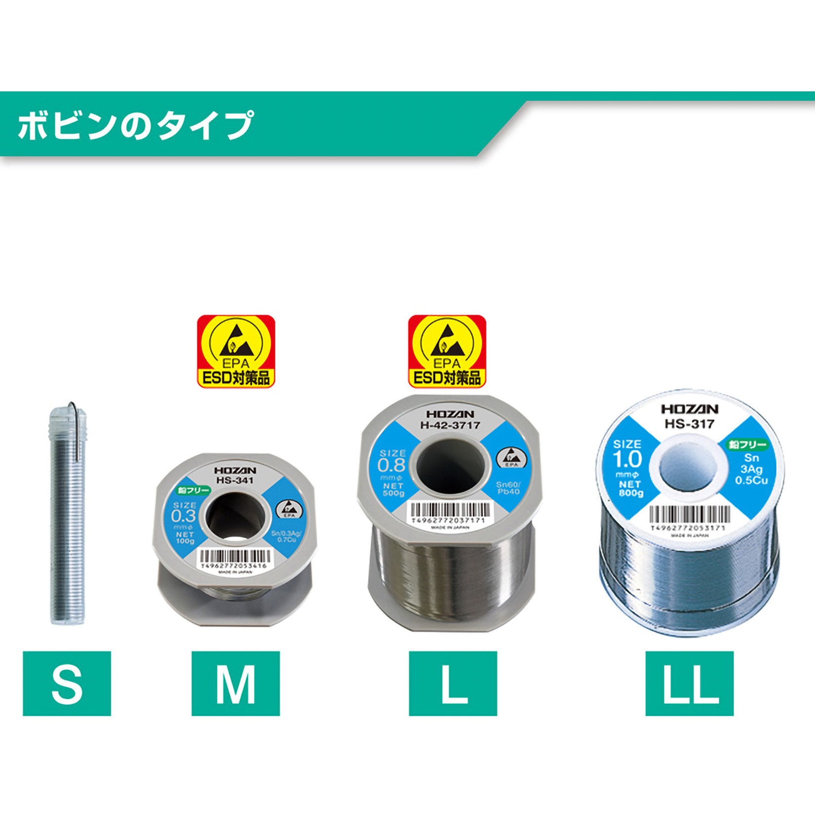 H-42-3720 ハンダ(精密電子機器用高品質ハンダ) ホーザン 線径1.0mm 1