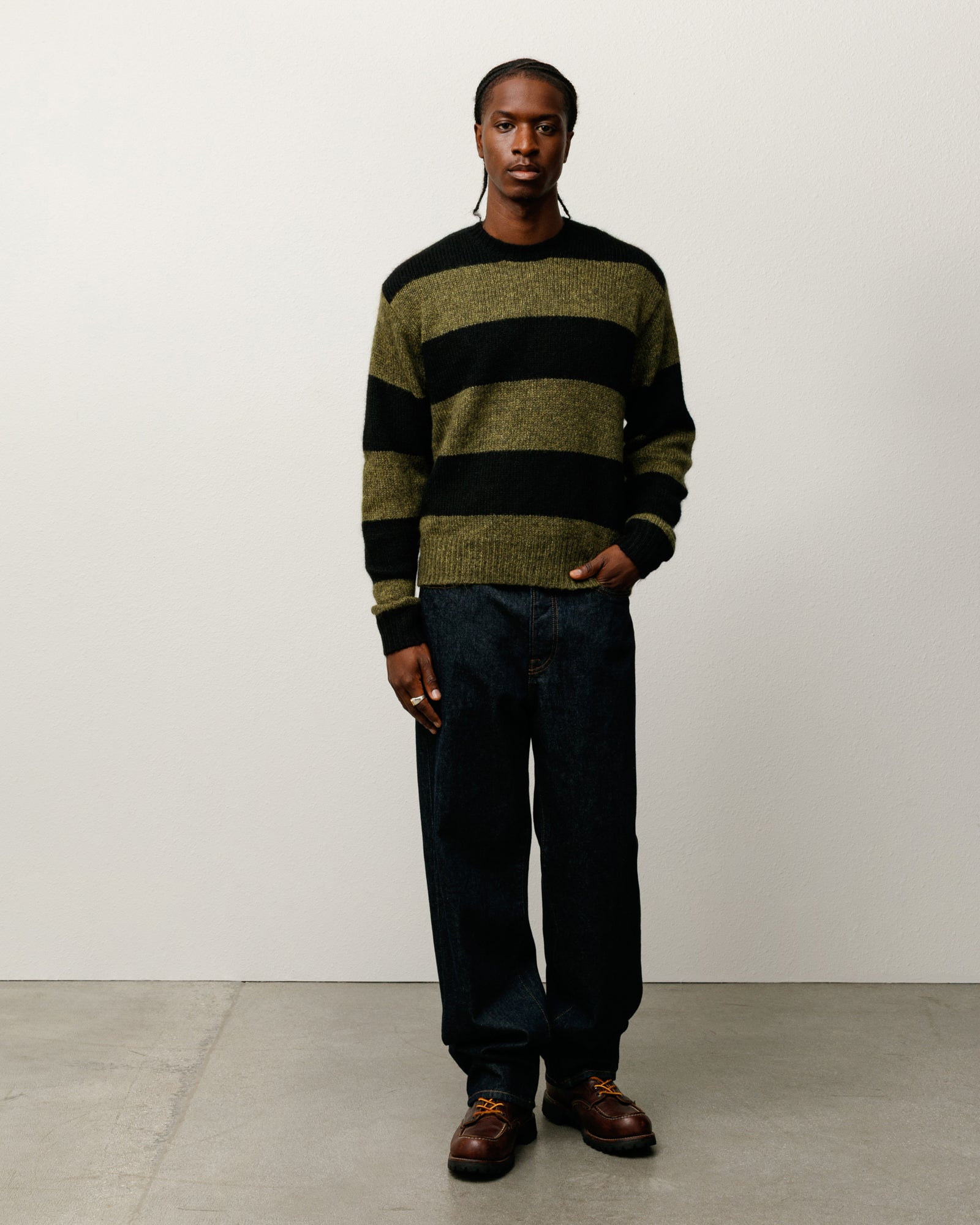 Mohair Stripe Sweater – Dark Olive | Sweaters & Knits | Stüssy Japan