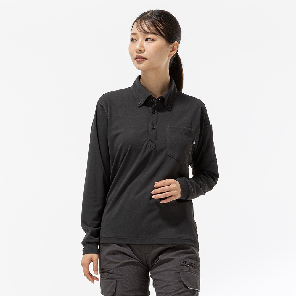 ワークボタンダウン ポロシャツ(ネーム刺繍対応／制電／長袖