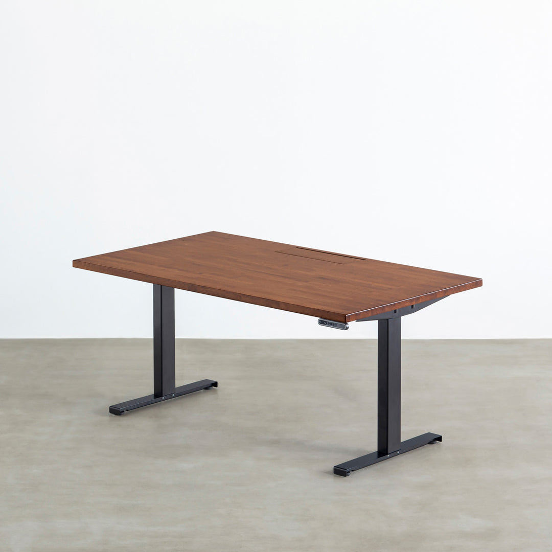 THE TABLE / ラバーウッド ブラウン × スマート電動昇降脚 配線トレー