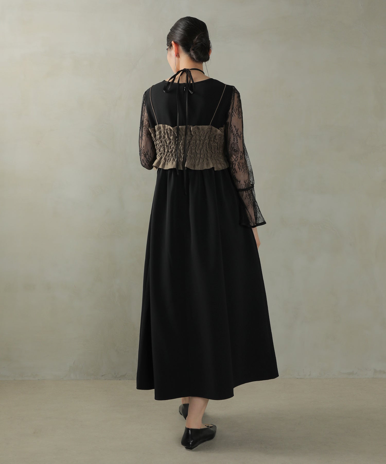 クロスネックリボンワンピース ビスチェ 2点セット