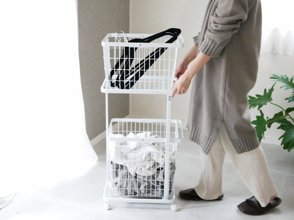 tower/タワー＞ランドリーワゴン＋バスケット ホワイト – カチモ