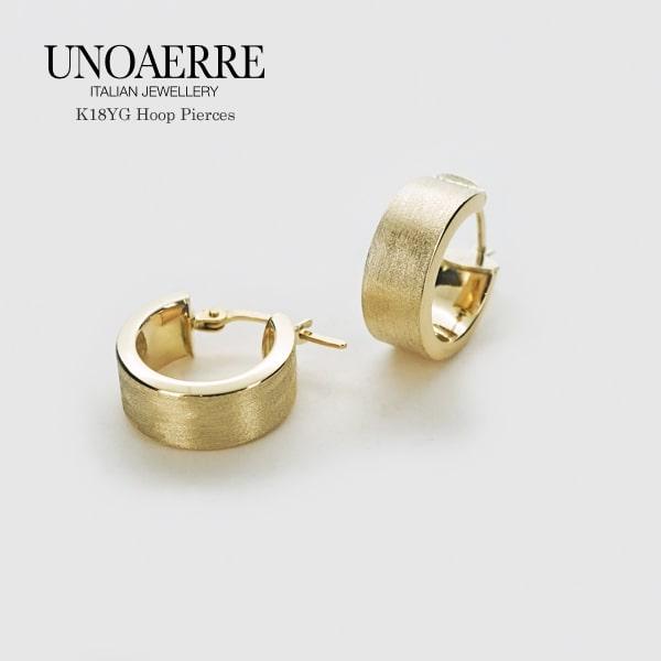 UNOAERRE/ウノアエレ K18 イエローゴールド フープピアス イタリア製