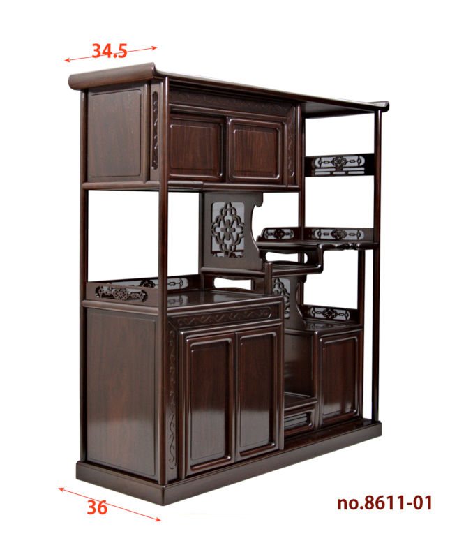 飾り棚:紫檀 打越作 中違い 3.8尺棚 大阪唐木指物 (これから仕上げ品